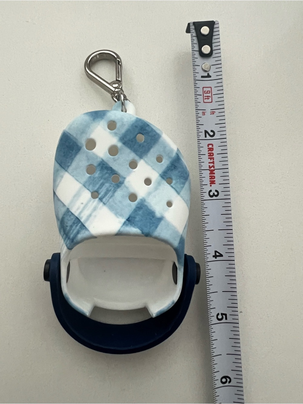 Bath & Body Works Blue and White Plaid Croc pocketbac sanitizer holder bag charm